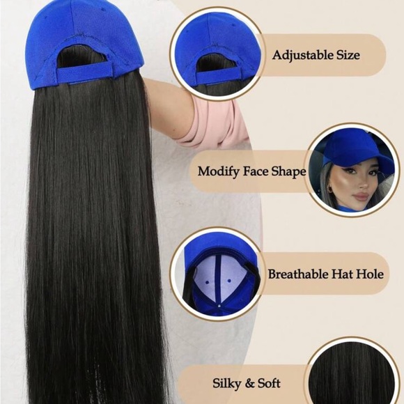 Wigs With Hat Baseball Cap With Hair Extensions For Women Cap - Picture 3 of 4